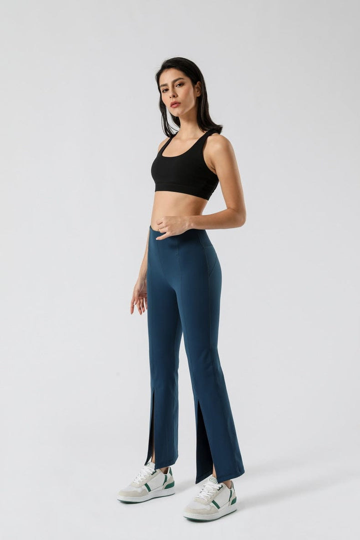 Flare Pants with Front Slit Detail