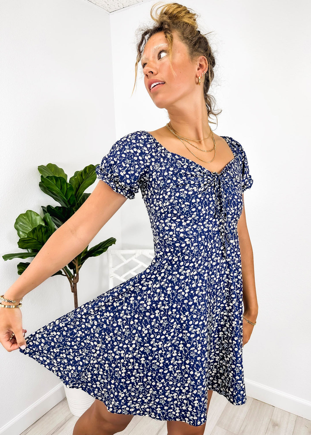 Blossom Tie-Front V-Neck Dress