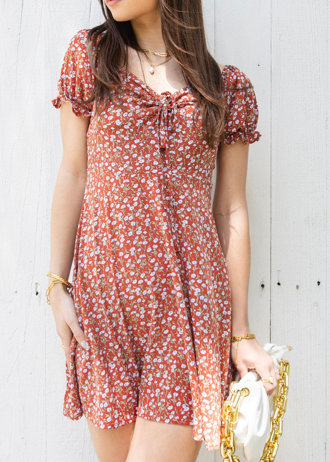 Blossom Tie-Front V-Neck Dress