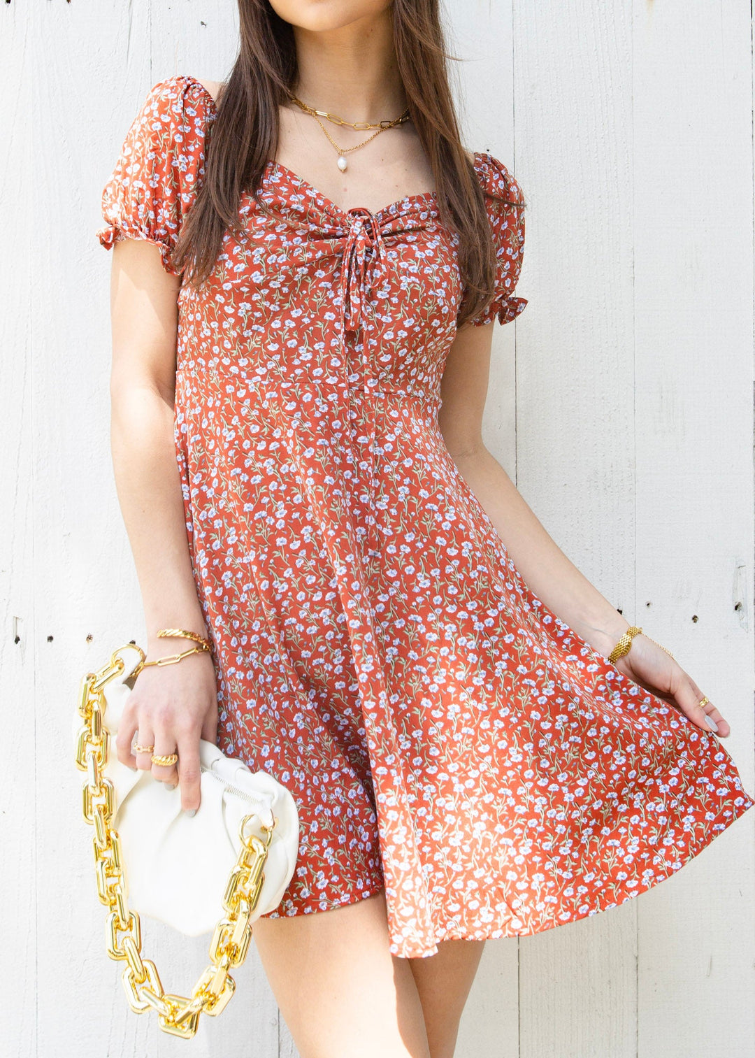 Blossom Tie-Front V-Neck Dress