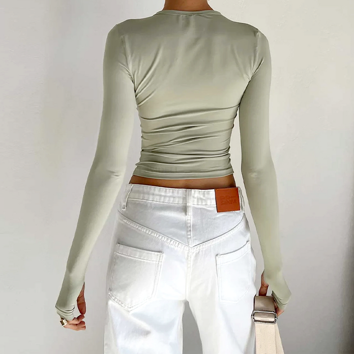 COUTURE LONG SLEEVE CROP TOP