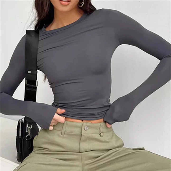 COUTURE LONG SLEEVE CROP TOP