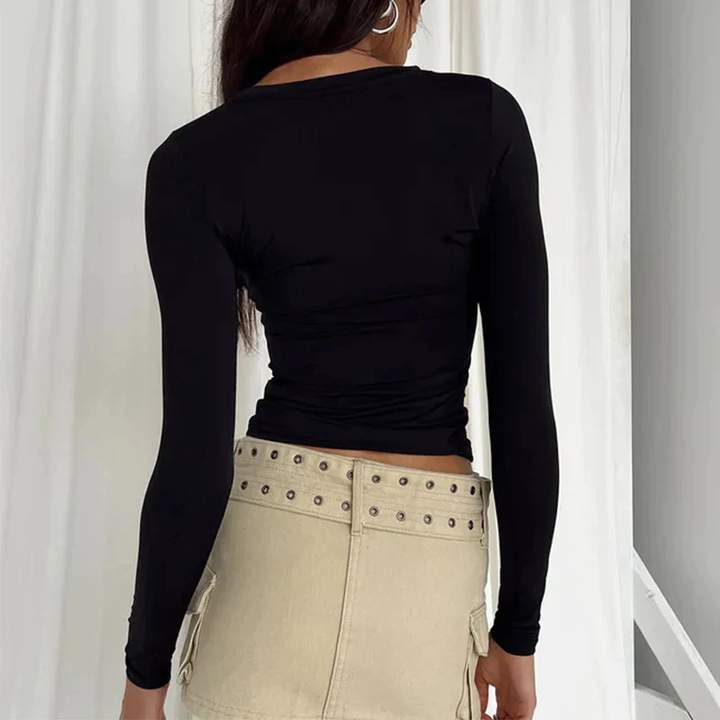 COUTURE LONG SLEEVE CROP TOP