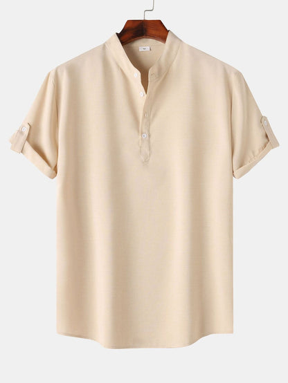 Linen Look Henley Shirt