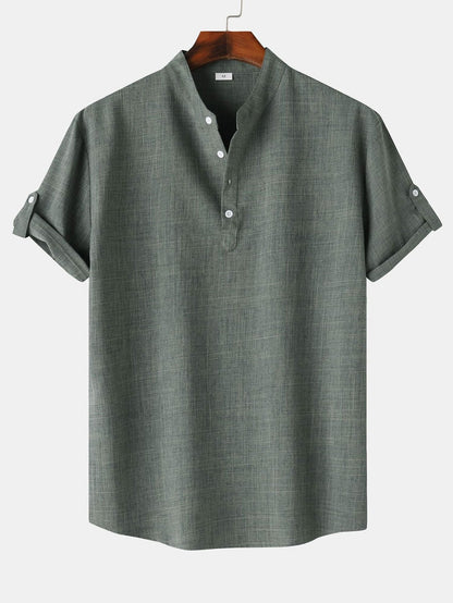 Linen Look Henley Shirt