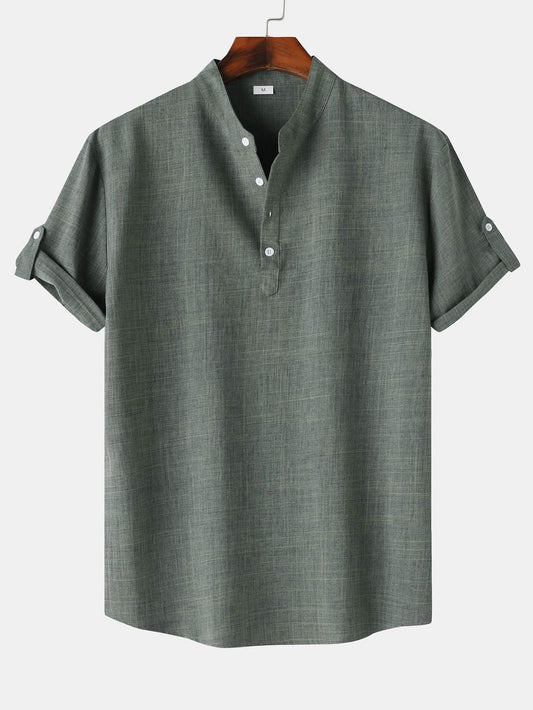 Linen Look Henley Shirt